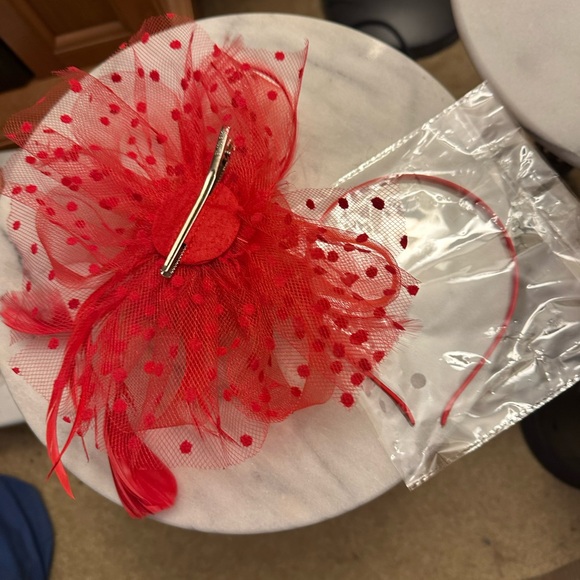 Elegant Red Fascinator Headband - Picture 2 of 3